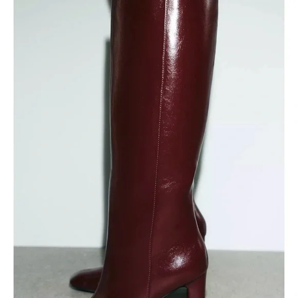 Zara Deep Burgundy Heeled Boots - Picture 3 of 3